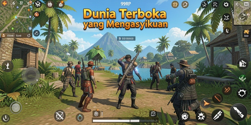 Screenshot gameplay 99RP yang menunjukkan aksi eksplorasi dunia terbuka.