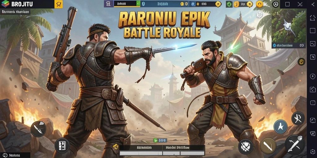 Tampilan epik gameplay Battle Royale BROJITU dengan pertarungan seru.