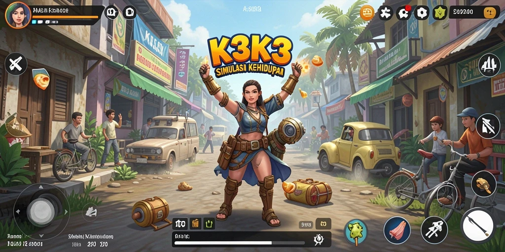Tampilan gameplay K3K3 yang menarik dengan interaksi karakter.