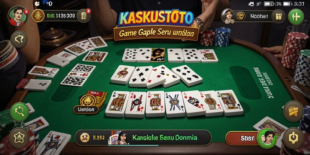 Tampilan seru gameplay Gaple di KASKUSTOTO dengan teman-teman.