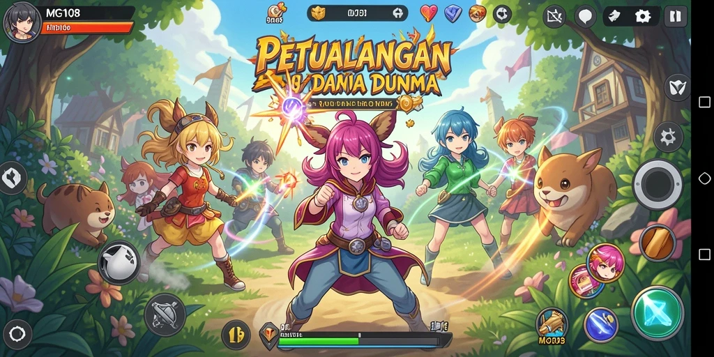 Tampilan layar gameplay MG108 menunjukkan pertarungan seru di dunia anime.