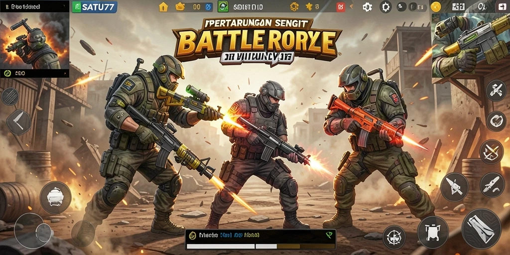 Gameplay seru SATU77 dalam pertarungan Battle Royale.