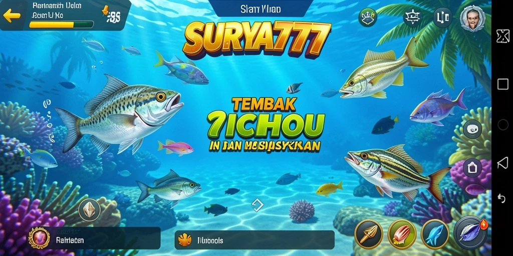 Tampilan gameplay seru dari SURYA777 dengan aksi menembak ikan.