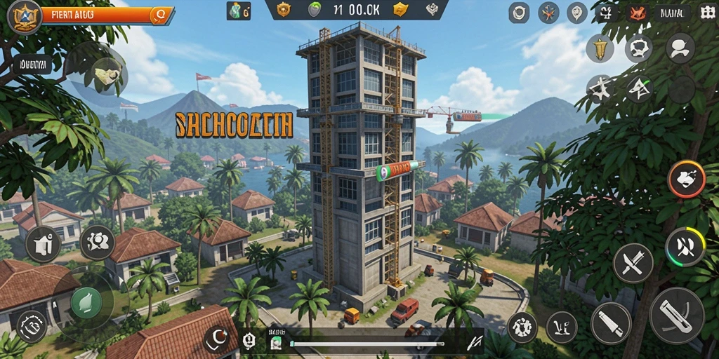 Screenshot gameplay V07 menampilkan menara bertahan yang kuat menghadapi gelombang musuh.